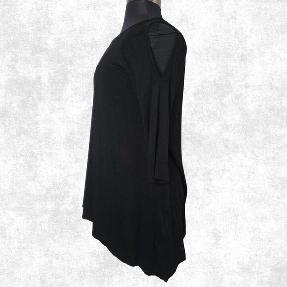 Lane Bryant Black Tunic w/ Satin Trim Collar – Size 14/16 - Picture 7 of 8